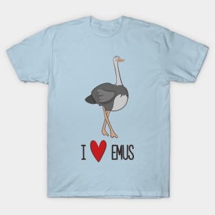 I Love Emus - Cute Emu Love Heart Design T-Shirt